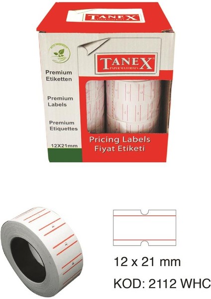 Fıyat Etiketi 12X21 Beyaz 24 Rulo