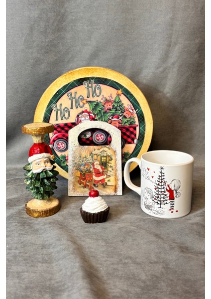 El Yapımı Ahşap Hediye Kutusu, Noel Baba Biblo, Supla, Biblo ve Kupa Dekorasyon Seti modelleri