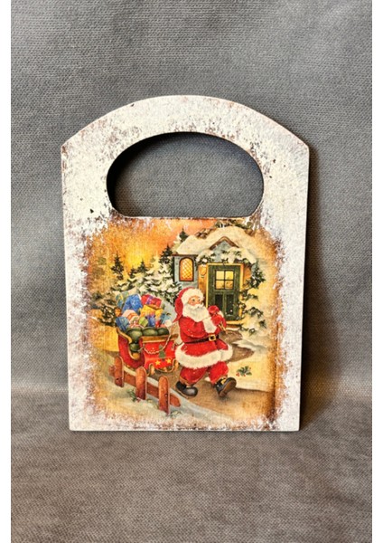 El Yapımı Ahşap Hediye Kutusu, Noel Baba Biblo, Supla, Biblo ve Kupa Dekorasyon Seti