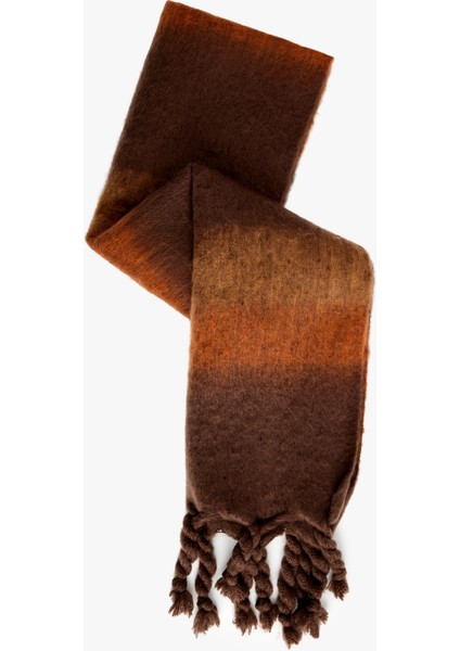 Renkli Çizgili Uzun Püsküllü Atkı