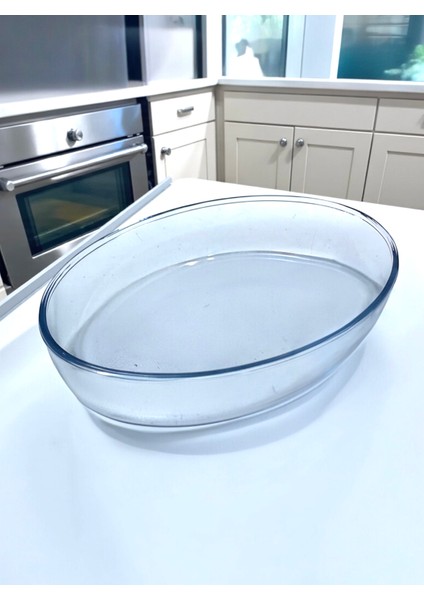 Oval Borcam Tepsi Fırın Mikrodalga Kek Yemek Pişirme Tepsisi Bor Cam Yemek Kabı 3200CC fiyatları