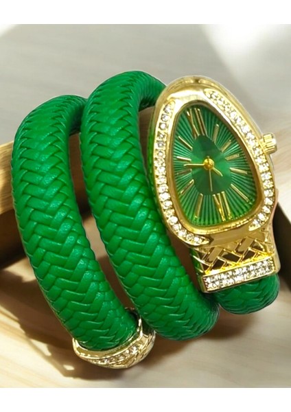 Yeni Yılan Model Hasır Tasarım Taşlı Kadın Kolsaati