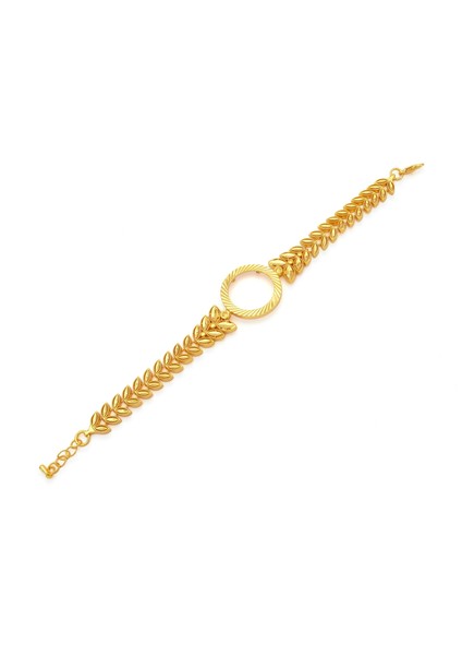 altın kaplama çiçek desenli yarım çerçeve bileklik blk-1177