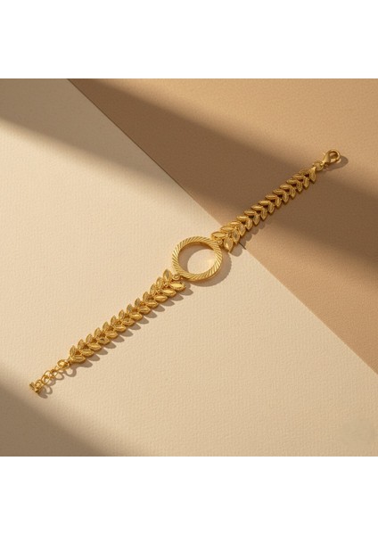 altın kaplama çiçek desenli yarım çerçeve bileklik blk-1177 indirimleri