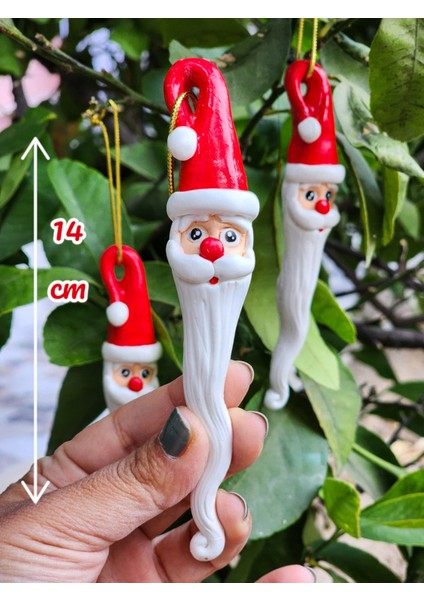 Kırmızı Beyaz Noel Baba Ağaç Süsü 14 Cm, 3'lü Paket, Yılbaşı Dekorasyonu