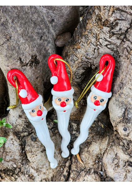 Kırmızı Beyaz Noel Baba Ağaç Süsü 14 Cm, 3'lü Paket, Yılbaşı Dekorasyonu fırsatları