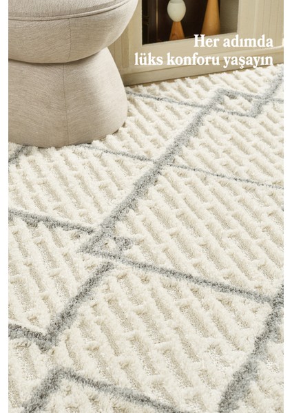 Yumuşak Bukleli Iskandinav Tasarım Salon Oturma Odası Yolluk Krem Halı modelleri