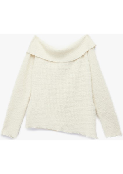 Slim Fit Uzun Kollu Omzu Açık Peluş Kazak fiyatları