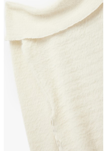 Slim Fit Uzun Kollu Omzu Açık Peluş Kazak modelleri