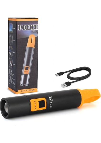 Police PS-305 Şarjlı Göstergeli Askılı Zoomlu Tamirci El Feneri
