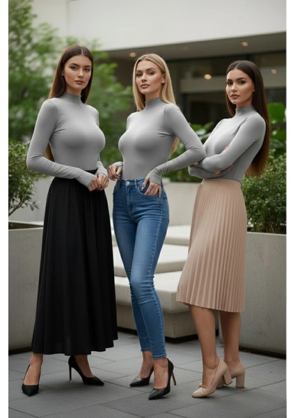 3’lü Parmak Geçmeli Kadın Body Seti