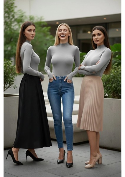 3’lü Parmak Geçmeli Kadın Body Seti fiyatları