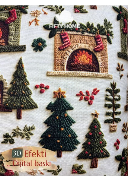 Iki Adet 43X43 cm Dijital Baskı Kırlent Kılıfı, Yılbaşı ve Noel Temalı, Beyaz fiyatları