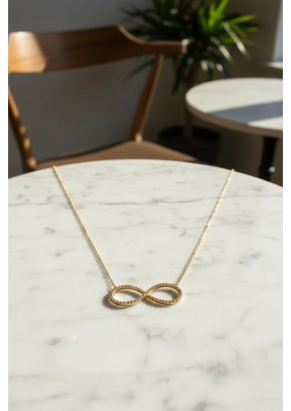 Sonsuzluk Figürlü Zirkon Taşlı 14 Ayar Altın Kolye fiyatları