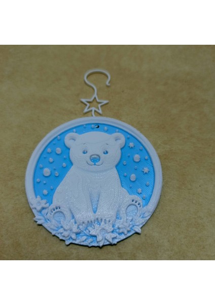 Mavi ve Renkli Kutup Ayısı ve Çam Ağacı Süsleri 3'lü Set modelleri