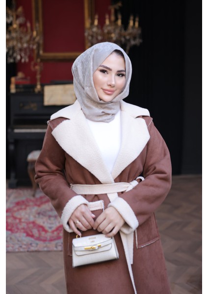 Taba Kruvaze Yaka İçi Kürklü Süet Kaban fırsatları