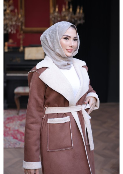 Taba Kruvaze Yaka İçi Kürklü Süet Kaban indirimleri