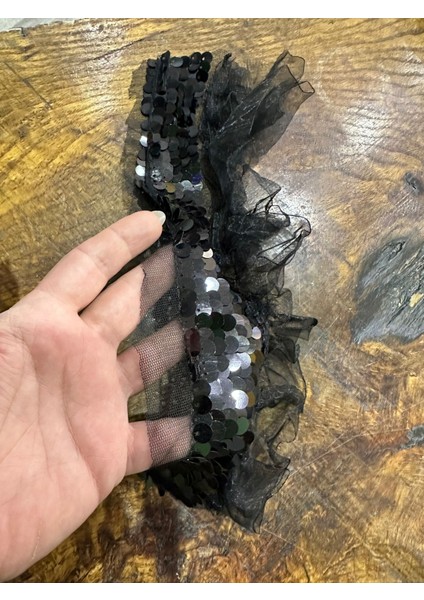 Siyah Tül Pul Payetli Dikiş Giyim Aksesuarı 30X20 CM fırsatları