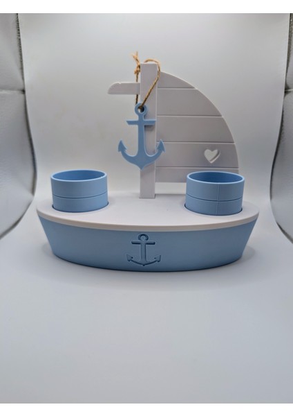 Deniz Temalı Gemi Model Diş Fırçalık ve Diş Macunu Standı | Banyo Düzenleyici