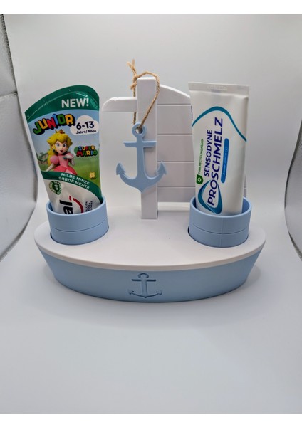 Deniz Temalı Gemi Model Diş Fırçalık ve Diş Macunu Standı | Banyo Düzenleyici modelleri