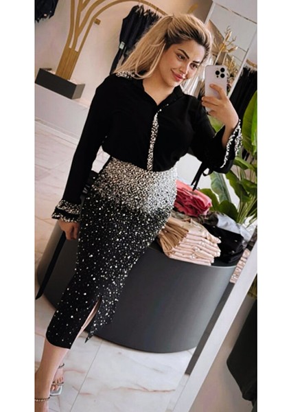 Parıltıyla Dolu Lüks: Kristal Işlemeli Siyah Şıklık Seti - Her Kadının Hayali! fiyatları