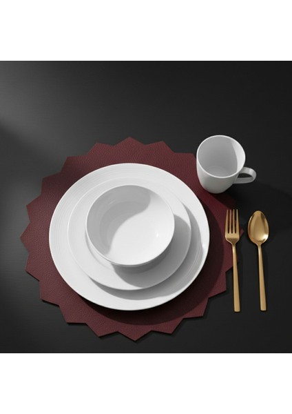 2 Adet Deri Amerikan Servis-Kolay Silinebilir SUPLA-33X33 Cm-Gülün Dikeni Desen