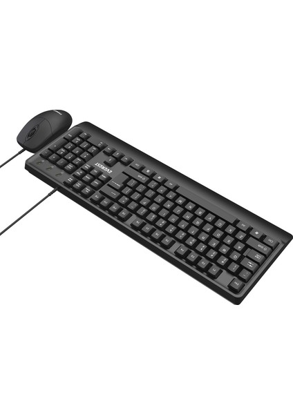 KM-619 Siyah USB Us Layout English Standart Klavye + Mouse Set