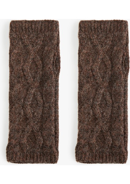 Saç Örgü Dokulu Parmaksız Kırçıllı Uzun Eldiven
