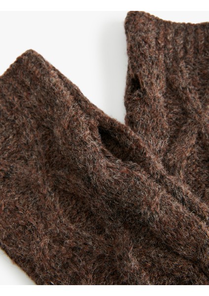 Saç Örgü Dokulu Parmaksız Kırçıllı Uzun Eldiven modelleri