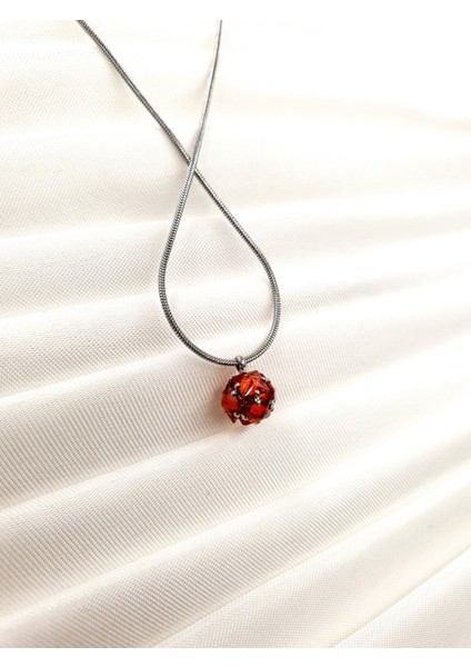 Kırmızı Işıltılı Küre Uçlu Minimal Kolye – Yılan Zincir modelleri