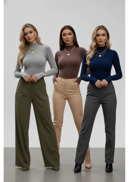 3’lü Parmak Geçmeli Kadın Body Seti