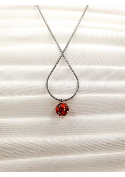 Kırmızı Işıltılı Küre Uçlu Minimal Kolye – Yılan Zincir fiyatları
