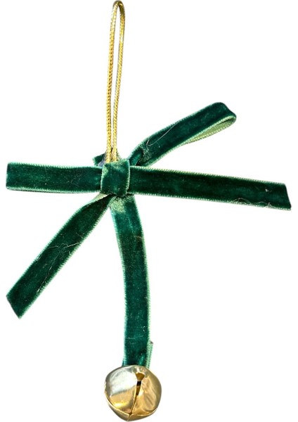 Yeşil Kadife Yılbaşı Fiyonk Zilli 5 Adet Ağaç Süsü fiyatları