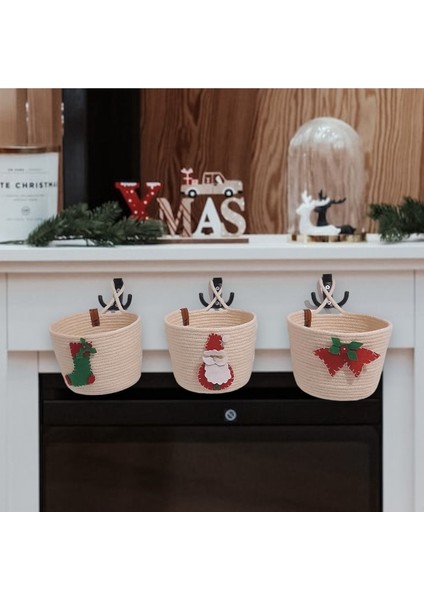 Yılbaşı Süsleri 3’lü Askılı Sepet, Yeniyıl Dekorasyonu ve Hediye Sepetleri