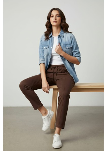 Kadın Jogger Çimalı Beli Lastikli Modal Kumaş Pantalon fiyatları