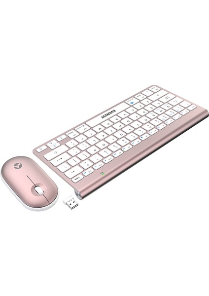 KB-BT72 Elıte Rose Gold 2.4 Ghz + Bt Kablosuz Us Layout English Klavye + Mouse Set