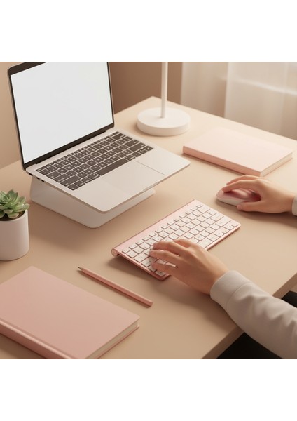 KB-BT72 Elıte Rose Gold 2.4 Ghz + Bt Kablosuz Us Layout English Klavye + Mouse Set