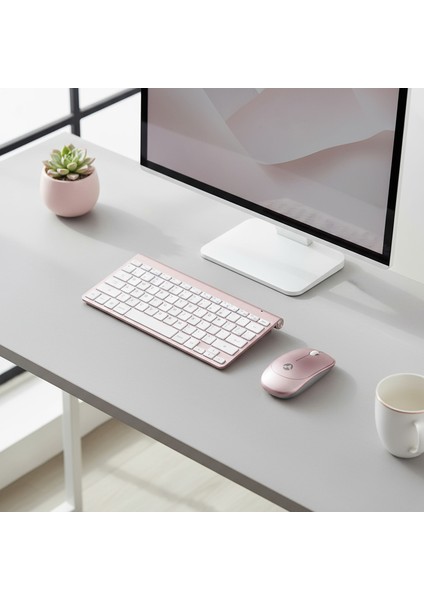 KB-BT72 Elıte Rose Gold 2.4 Ghz + Bt Kablosuz Us Layout English Klavye + Mouse Set