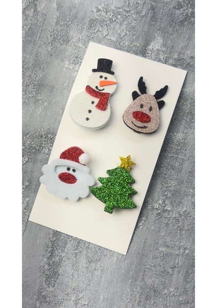 Yılbaşı Temalı Metal Toka Seti, 3cm, Kardanadam, Çam Ağacı, Geyik Figürleri fırsatları