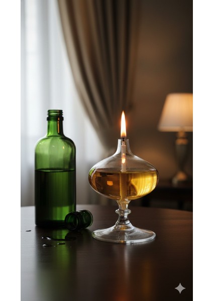 Üfleme Cam Kandil+Kandil Yağı Hediyeli Set2