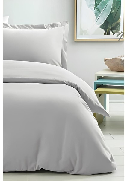 Lastikli Çift Kişilik Otel Tipi Pamuk Saten Gri Nevresim Takımı Orkide Collection modelleri