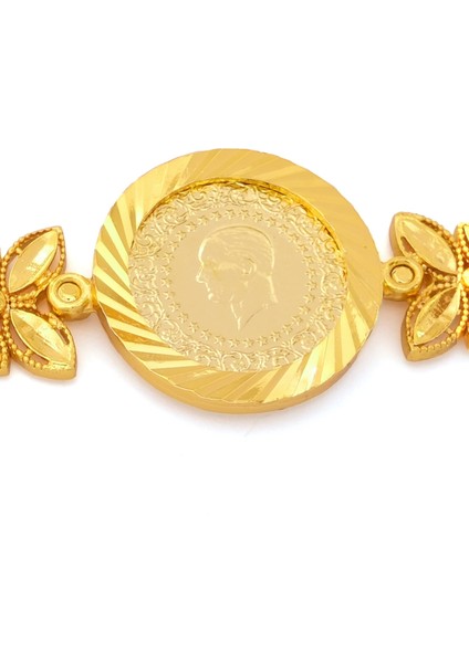 altın kaplama çiçek desenli yarım altınlı bileklik blk-1176 fiyatları