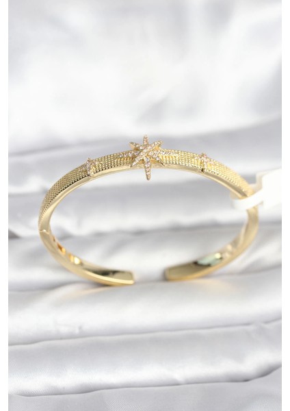 Bfs Pirinç Gold Renk Kutup Yıldızı Model Kadın Kelepçe Bileklik