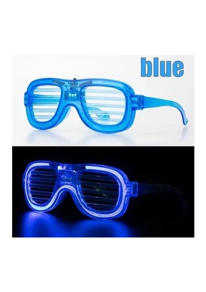 LED Işıklı Mavi Panjurlu Parti Gözlüğü – Eğlenceli Konsept Aksesuarı modelleri