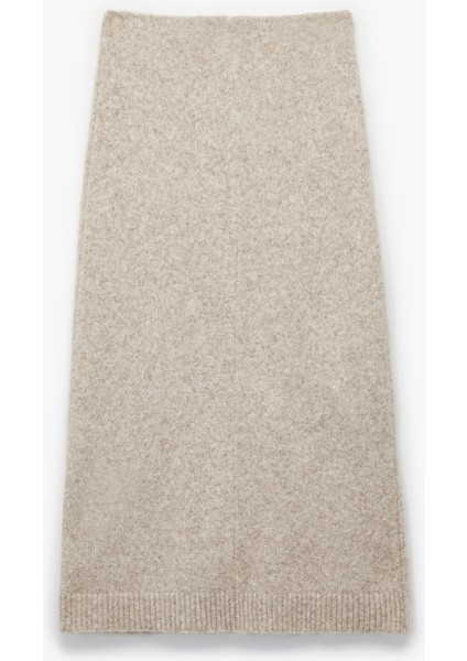 Yırtmaç Detaylı Yüksek Bel Midi Triko Etek modelleri