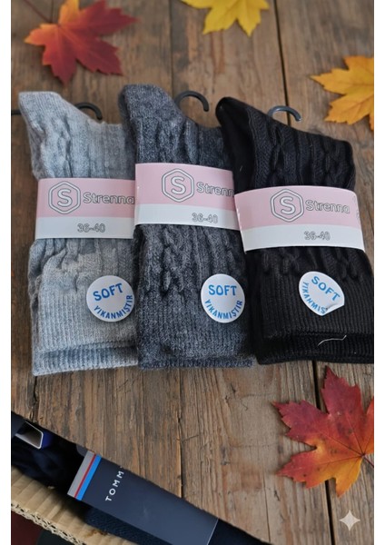 ; Kadın Lambswool (Yün) Çorap ; 3'lü Asorti Setler; 36-40 fiyatları