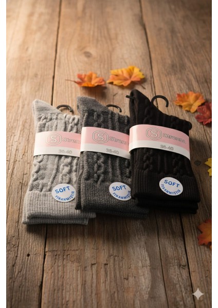 ; Kadın Lambswool (Yün) Çorap ; 3'lü Asorti Setler; 36-40 modelleri