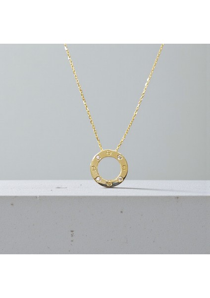 Vidalı Yuvarlak 14 Ayar Altın Kolye