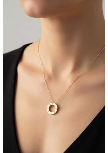 Vidalı Yuvarlak 14 Ayar Altın Kolye modelleri