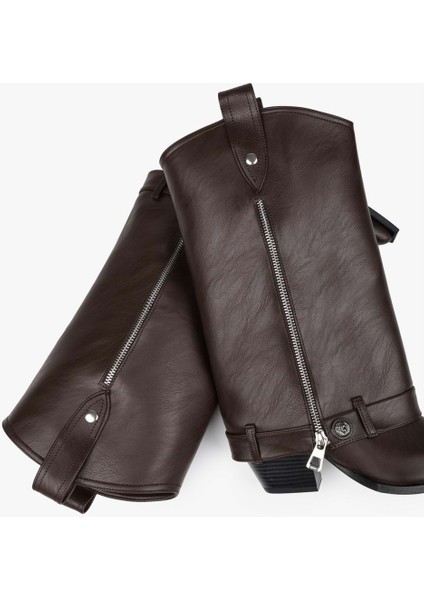 Kadın Astral Kahve Cilt Fermuar Detaylı Kovboy Çizme indirimleri